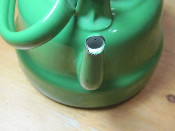 VTG GREEN ENAMEL WARE GRANITE TEAPOT METAL RUSTIC DECOR FARMHOUSE YUGOSLAVIA 14
