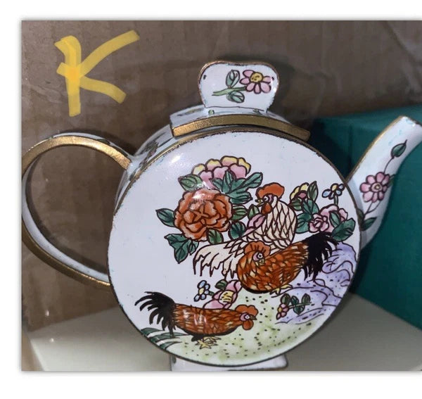 CLOISONNE ENAMEL HANDCRAFTED 2.5" TEAPOT ORNAMENT FIGURINE DECORATION 1 pc