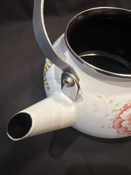 Lenox Butterfly Meadow Floral Enamel Tea Pot Teapot Kettle with Minor Issues