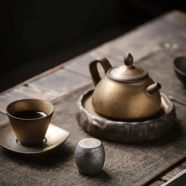 Ceramic Gold Glaze Pot Lid Pigmented Kung Fu Tea Accessories Japanese Bracket