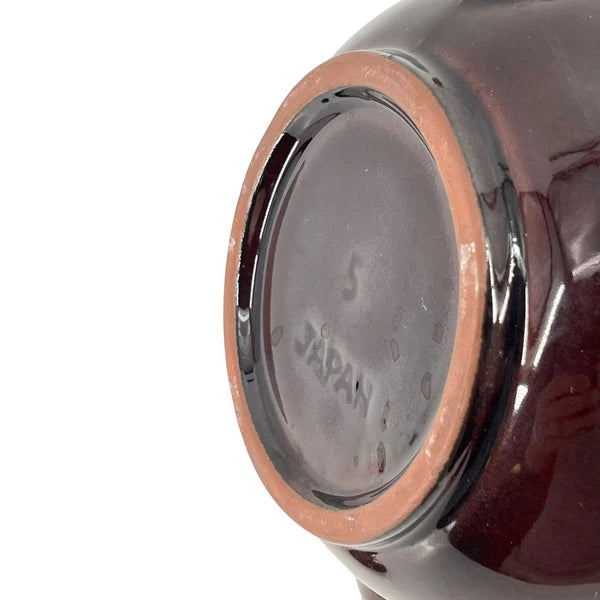 Vintage Japan Moriage Teapot – Burgundy Redware w Peacock & Floral Raised Enamel