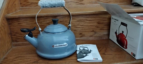 Le Creuset New Enamel On Steel Whistling Tea Kettle 1.7 qt. Mineral Blue