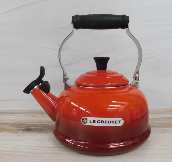Le Creuset Enamel on Steel 1.7 Quart Classic Whistling Kettle, Cerise Red - New
