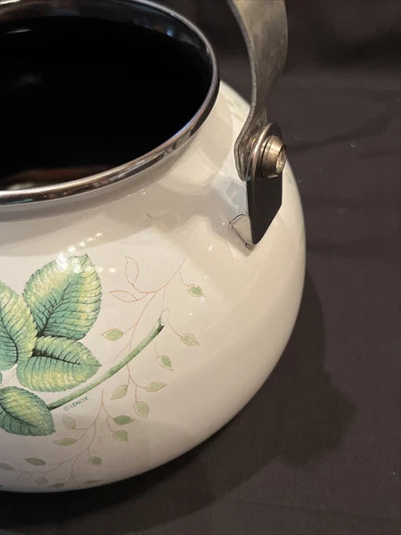 Lenox Butterfly Meadow Floral Enamel Tea Pot Teapot Kettle with Minor Issues