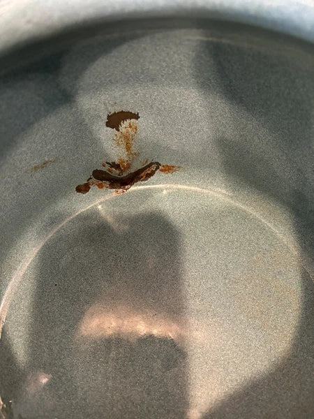 Large Blue Spatterware Enamel Tea Kettle