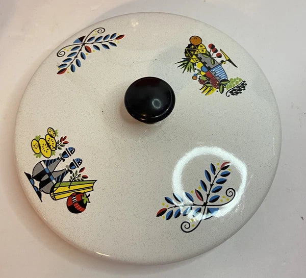 VNTG. ENAMELWARE TEAPOT TEA KETTLE ORANGE WOODEN HANDLE KITSCHY 70'S AESTHETIC