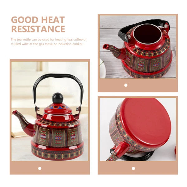 2 Count Enamel Teapot Woman Retro for Stovetop Porcelain Kettle Coffee