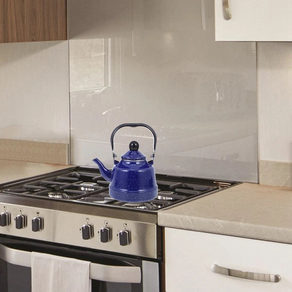 Small Tea Kettle Stovetop Blue Enamel Easy Use Teapot Office