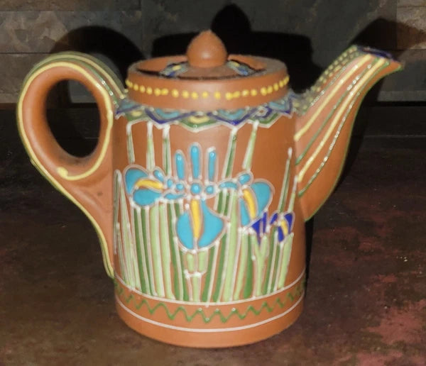 Vintage Chinese Enameled Moriage Decorated Yixing Teapot