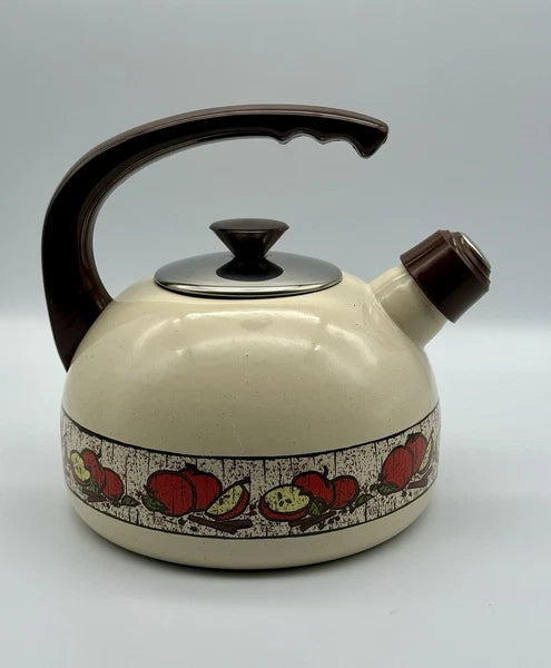 70's Vintage Enamel Whistling Tea Kettle