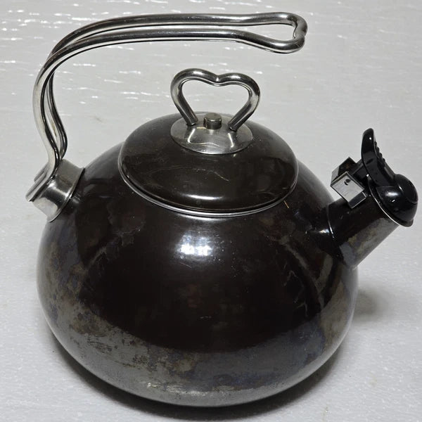 Teakettle, Enamel On Steel Vintage Heart