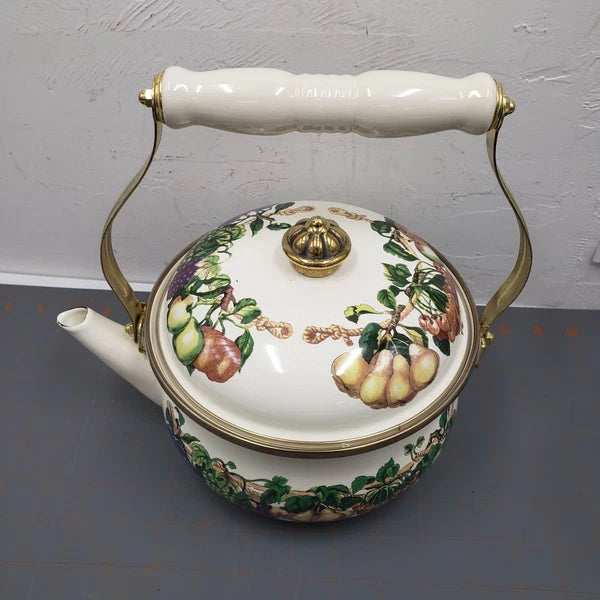 VTG Tabletops Unlimited Enamelware Kensington Garden 2 Qt Tea Kettle NIB