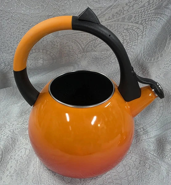 LE CREUSET  Orange Kettle 1.6 qt Tea Pot Enamel Oolong Kettle color volcanic New