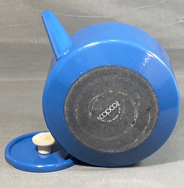 Michael Lax Copco Tea Kettle Pot Blue Wood Enamel Vintage 60s Original #117