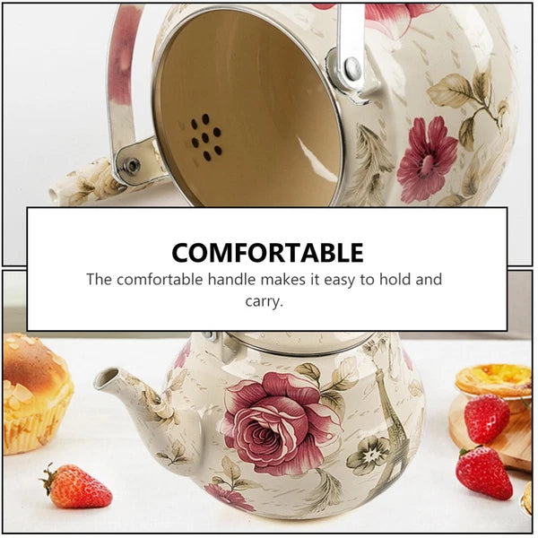 Pear Shaped Pot Travel Boiling Water Kettle Porcelain Enamel Tea