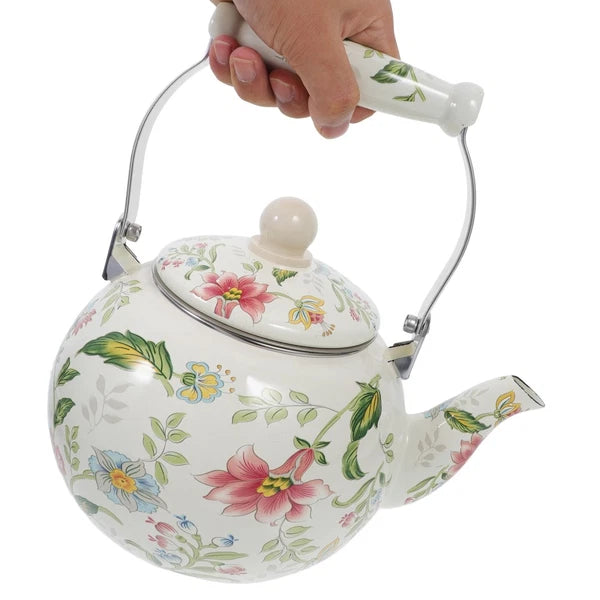 Thickened Enamel Boiling Kettle Alipis Tea Vintage Teapot W Strainer