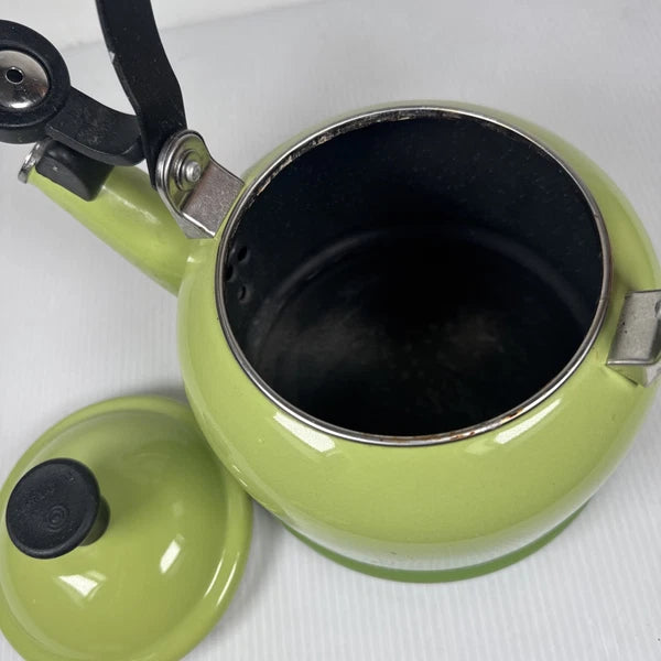 Le Creuset Enamel on Steel 1.25 Qt Palm Green Ombré Whistling Tea Kettle