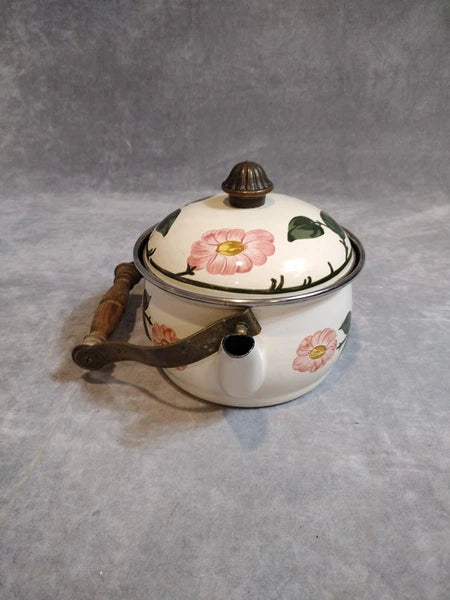 VTG, Villeroy & Boch, "Wild Rose" Enamel, Metal, Tea Pot, Kettle, With Lid