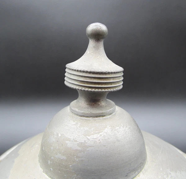 Graniteware enamel pewter teapot purple floral design Manning, Bowman Co.