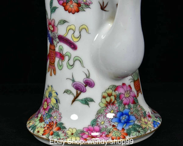 QianLong Dynasty Enamel Colour Porcelain Ruyi Flower Vase Wine Tea Pot Flagon