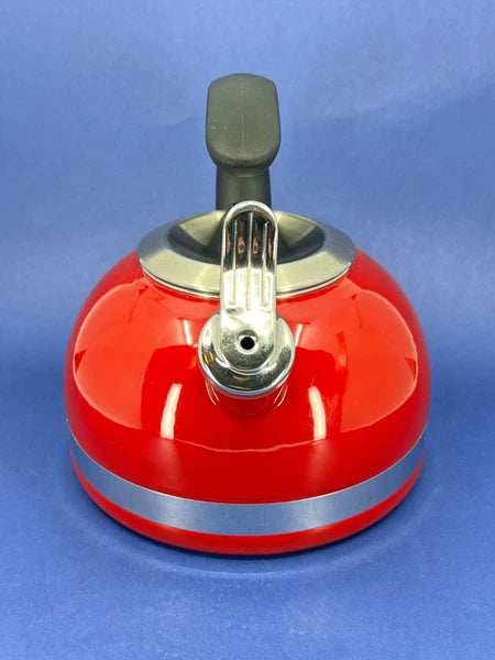 Kitchen Aid Enamel Whistling Tea Kettle Teapot EMPIRE RED Classic Design 2Qt