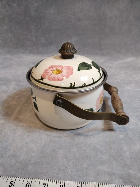 VTG, Villeroy & Boch, "Wild Rose" Enamel, Metal, Tea Pot, Kettle, With Lid