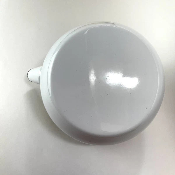 Vtg Enamel Tea Kettle With Pig And Plastic Corn Lid Handle Wood Handle