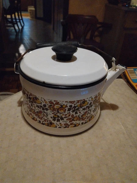 Vintage Enamel Kettle/Tea Pot Mid Century Modern Style