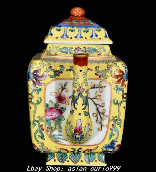 7" Qing Yongzheng Enamel Colour Porcelain Landscape Flower Wine Tea Pot Flagon