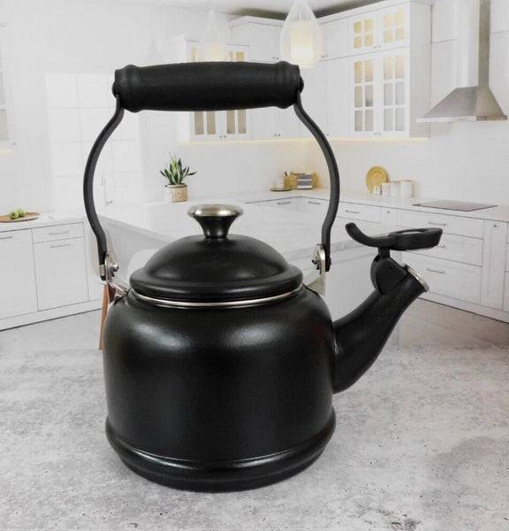 Le Creuset Enamel on Steel 1.25 Quart Demi Kettle, Matt Licorice Black - New
