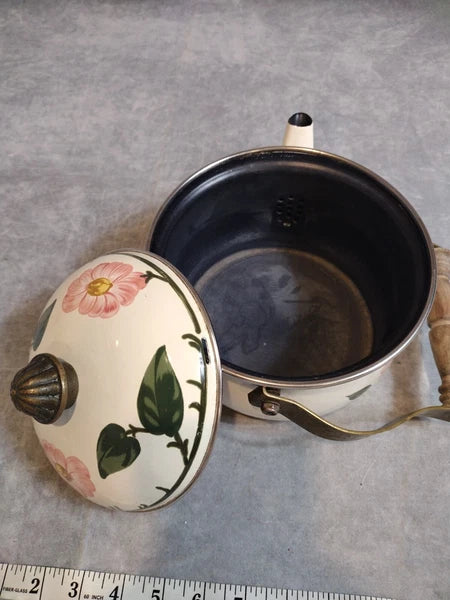 VTG, Villeroy & Boch, "Wild Rose" Enamel, Metal, Tea Pot, Kettle, With Lid