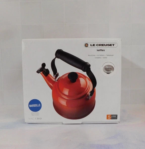 Le Creuset Enamel on Steel 1.25 Quart Demi Tea Kettle, Marseille Blue - New