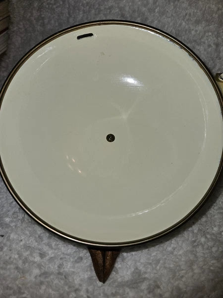 Vintage Saltera Himark Enamel RARE Teapot MCM  Floral Wooden Handle Kettle