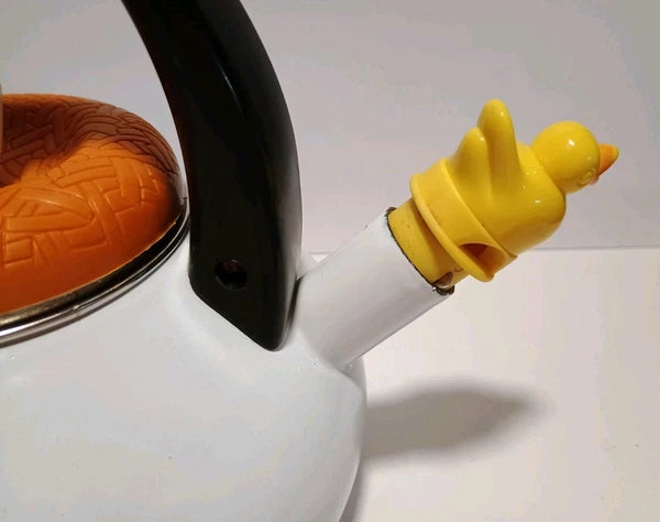 Vintage Enamelware Baby Chick In Nest Tea Kettle Pot