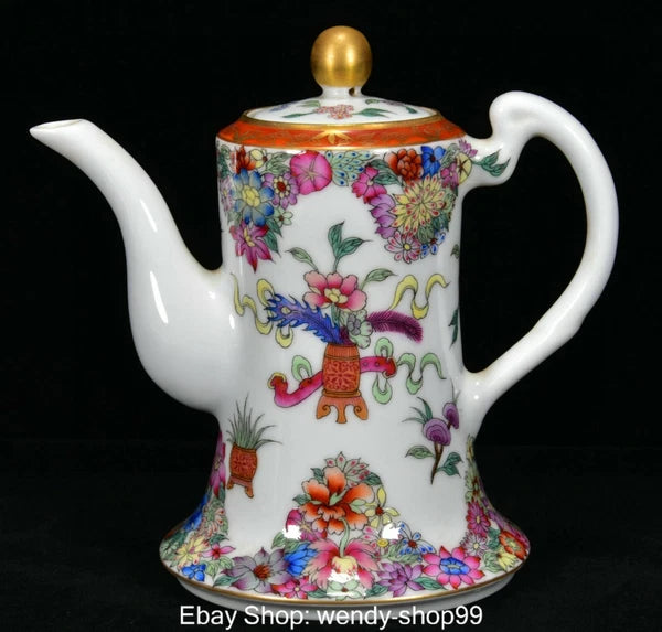 QianLong Dynasty Enamel Colour Porcelain Ruyi Flower Vase Wine Tea Pot Flagon