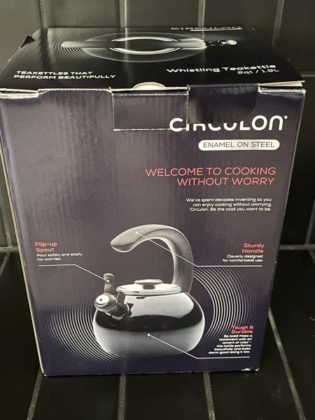 Circulon Enamel on Steel Whistling Teakettle/Teapot 2 Quart Black