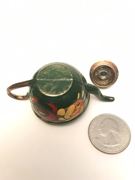 Minature Tole Enamel English dollhouse  Teapot