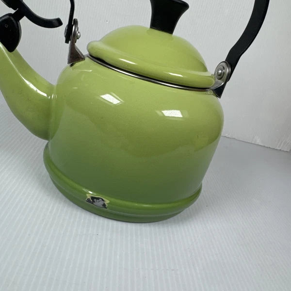 Le Creuset Enamel on Steel 1.25 Qt Palm Green Ombré Whistling Tea Kettle