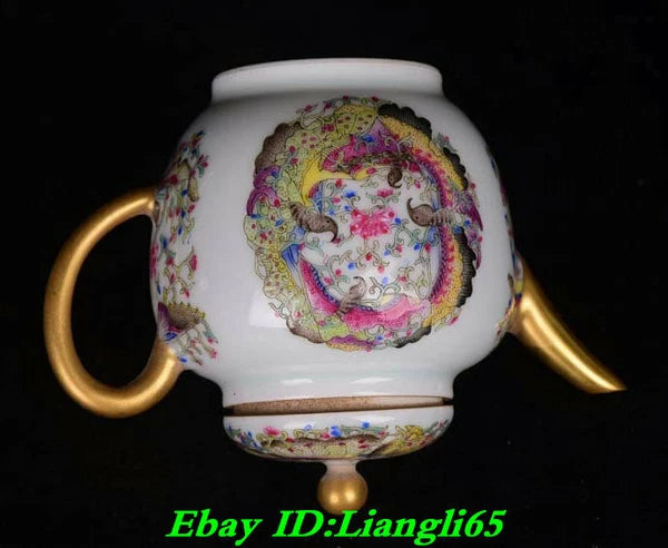 5" Yongzheng Marked China Colour Enamel Porcelain Dynasty Flower Handle Teapot-