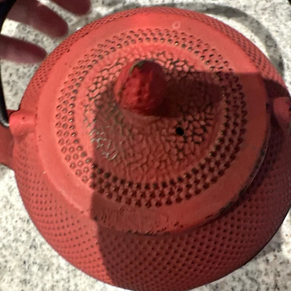 Japanese Tetsukyusu Cast Iron Teapot Hobnail Design-Red with Black Enamel 600+ml