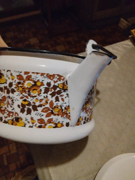 Vintage Enamel Kettle/Tea Pot Mid Century Modern Style