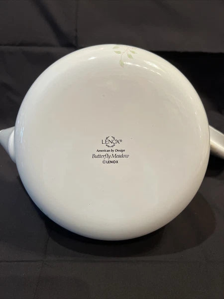 Lenox Butterfly Meadow Floral Enamel Tea Pot Teapot Kettle with Minor Issues