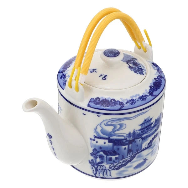 Blue and White Beam-lifting Teapot Porcelain Set Warmer Enamel Kettle